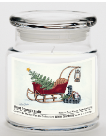 Courtside Market Santas sleigh Candle Glass Jar with Glass Lid