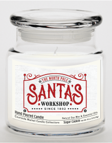 Courtside Market Santas workshop Candle Glass Jar with Glass Lid