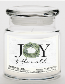 Courtside Market Joy to the world Candle Glass Jar with Glass Lid