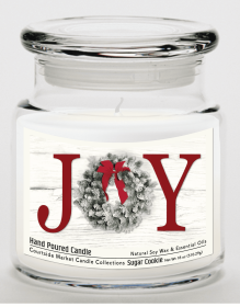 Courtside Market Christmas Joy Candle Glass Jar with Glass Lid