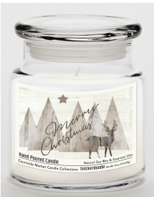 Courtside Market Merry Christmas Deer Candle Glass Jar with Glass Lid