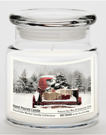 Courtside Market Red Christmas Truck Candle Glass Jar with Glass Lid