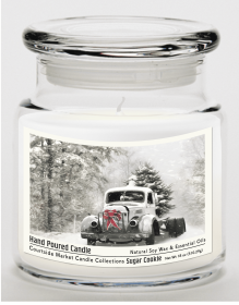 Courtside Market Snowy Christmas Truck Candle Glass Jar with Glass Lid