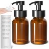 2Pcs Amber Glass Foaming Soap Dispenser 8.5 oz Amber Glass Soap Dispenser with Pump Compatible with Hand Soap Dish Soap Shampoo and Gel Durable Stylis