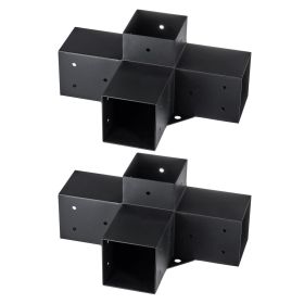 VEVOR Pergola Bracket Kit 4''x4''(Inner Size 3.6x3.6), 2pcs 4-Way Heavy Duty Corner Bracket Woodworks DIY Post Base Kit