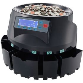 VEVOR USD Coin Counter & Coin Sorters with LCD Display, Coin Sorter Machine for USD Coin 1/5/10/25 Cents $1, Sorts up to 300 Coins/min