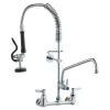 VEVOR Wall-Mounted Kitchen Faucet, 25" Tall, 8" Center Distance, 12" Rotatable Spout, Includes Pre-Rinse Spray, Brass Build, Pull-Down Feature