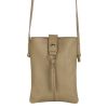 Jennie Small crossbody bag w/ slim strap closure & tassel - Light Brown