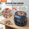 VEVOR USD Coin Counter & Coin Sorters with LCD Display, Coin Sorter Machine for USD Coin 1/5/10/25 Cents $1, Sorts up to 300 Coins/min