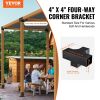 VEVOR Pergola Bracket Kit 4''x4''(Inner Size 3.6x3.6), 2pcs 4-Way Heavy Duty Corner Bracket Woodworks DIY Post Base Kit