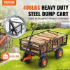 VEVOR Garden Cart, Sturdy Metal Utility Wagon with Simple Assembly, Versatile Dump Cart with Dual-Function Handle
