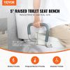 VEVOR Raised Toilet Seat, 5" Height Raised, 350 lbs Weight Capacity, for Round and Elongated Toilet, Twist Lock Installation