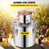 VEVOR Moonshine Still 9.6Gal 38L Stainless Steel Water Alcohol Distiller Copper Tube Home Brewing Kit Build-in Thermometer for DIY Whisky Wine Brandy