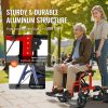 VEVOR 2 in 1 Rollator Walker & Transport Chair for Seniors, Folding Rolling Walker Wheelchair Combo & Footrests