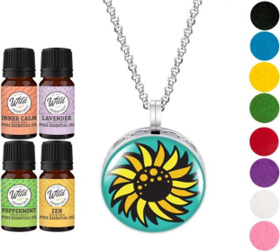 Necklace Diffuser (With Oils: Yes, Pendant: Sunflower Enamel)