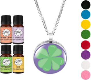 Necklace Diffuser (With Oils: Yes, Pendant: Four Leaf Clover)