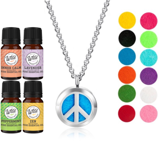 Necklace Diffuser (With Oils: Yes, Pendant: Peace Sign)