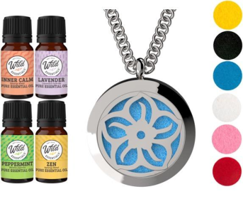 Necklace Diffuser (With Oils: Yes, Pendant: Lotus Flower)