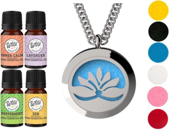 Necklace Diffuser (With Oils: Yes, Pendant: Open Lotus)