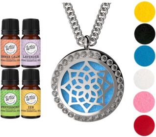 Necklace Diffuser (With Oils: Yes, Pendant: Cubic Zirconia Flower)