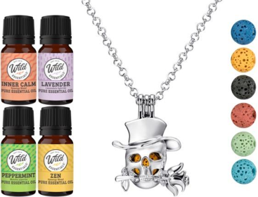 Necklace Diffuser (With Oils: Yes, Pendant: Skull Tophat)