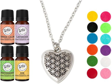 Necklace Diffuser (With Oils: Yes, Pendant: Heart Of Chrome)