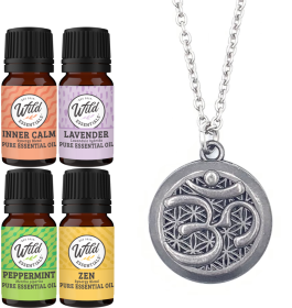 Necklace Diffuser (With Oils: Yes, Pendant: Aum (Pewter))