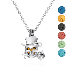 Necklace Diffuser (With Oils: No, Pendant: Skull Top Hat)