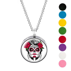 Necklace Diffuser (With Oils: No, Pendant: Sugar Skull Tattoo)