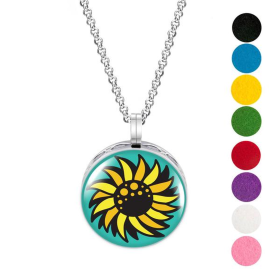 Necklace Diffuser (With Oils: No, Pendant: Sunflower (Color))