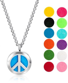 Necklace Diffuser (With Oils: No, Pendant: Peace Sign)