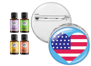 Pin Brooch Diffuser (With Oil: Yes, Design: Usa Heart)