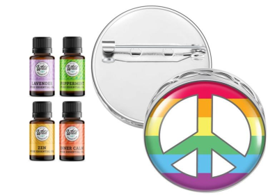 Pin Brooch Diffuser (With Oil: Yes, Design: Peace Sign (Rainbow))