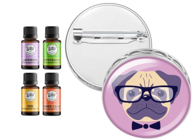 Pin Brooch Diffuser (With Oil: Yes, Design: Pug)