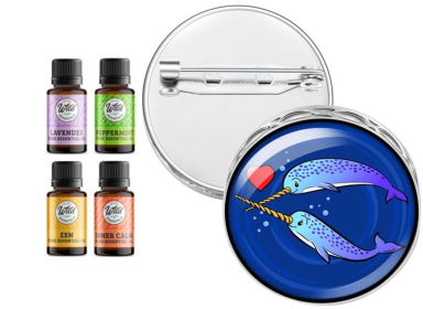 Pin Brooch Diffuser (With Oil: Yes, Design: Narwhals)