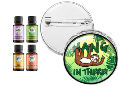 Pin Brooch Diffuser (With Oil: Yes, Design: Hang In There Sloth)