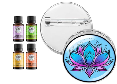Pin Brooch Diffuser (With Oil: Yes, Design: Blue Lotus)