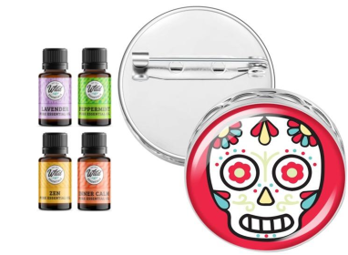 Pin Brooch Diffuser (With Oil: Yes, Design: Sugar Skull)