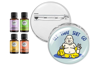 Pin Brooch Diffuser (With Oil: Yes, Design: Let It Go Buddha)
