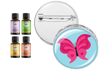 Pin Brooch Diffuser (With Oil: Yes, Design: Pink Butterfly)