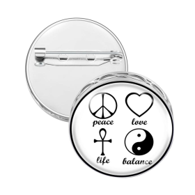 Pin Brooch Diffuser (With Oil: No, Design: Peace Love Life Balance)