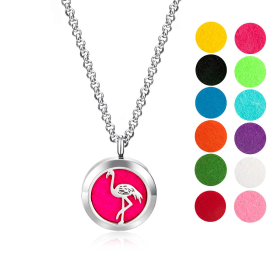 Necklace Diffusers (Stainless Steel) (With Oils: No, Pendant: Flamingo)