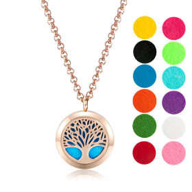 Necklace Diffusers (Stainless Steel) (With Oils: No, Pendant: Tree Of Life (Rose Gold))