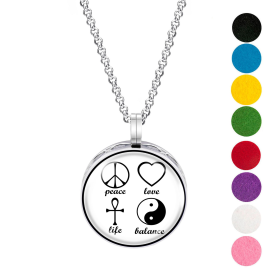 Necklace Diffusers (Stainless Steel) (With Oils: No, Pendant: Peace Love Life Balance)