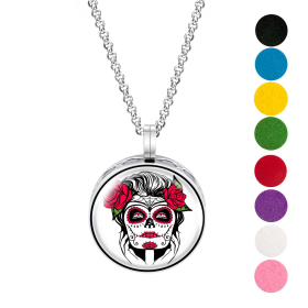 Necklace Diffusers (Stainless Steel) (With Oils: No, Pendant: Sugar Skull Tattoo)