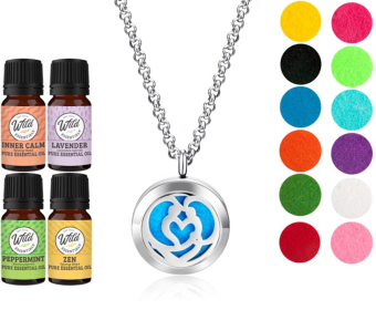 Necklace Diffusers (Stainless Steel) (With Oils: Yes, Pendant: Couple'S Heart)