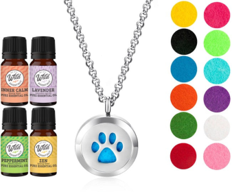 Necklace Diffusers (Stainless Steel) (With Oils: Yes, Pendant: Dog Paw)