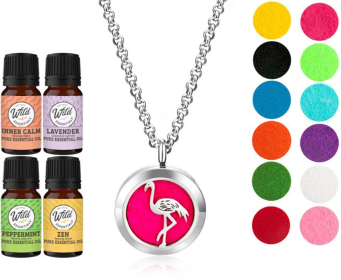 Necklace Diffusers (Stainless Steel) (With Oils: Yes, Pendant: Flamingo)