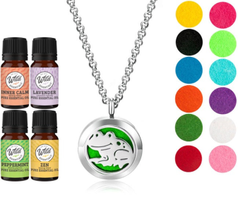 Necklace Diffusers (Stainless Steel) (With Oils: Yes, Pendant: Happy Frog)