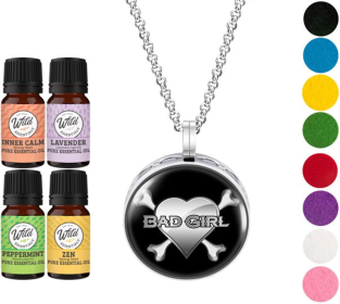 Necklace Diffusers (Stainless Steel) (With Oils: Yes, Pendant: Bad Girl)